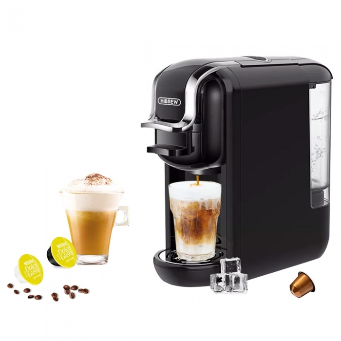 HiBREW H1A 1450W Espresso Coffee Machine, 19 Bar Extraction, Hot/Cold  4-in-1 Multiple Capsule Coffee Maker 