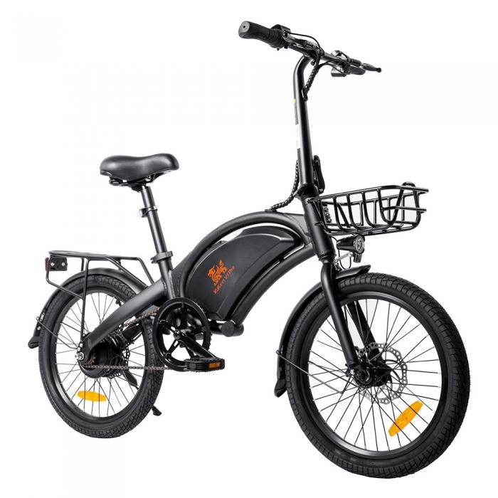 KuKirin V1 Pro Electric Bike 20 inch Tires 48V 350W Motor 45km/h Max Speed 7.5Ah Battery 45km Range 120kg Max Load Dual Disc Brake + Electric Brake with Front Basket & Rear Rack