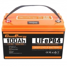 AkumulatorLiFePO4Cloudenergy12V100Ah,1280Whenergii,ponad6000cyklów,wbudowanyBMS100A,obsługaszeregowa/równoległa